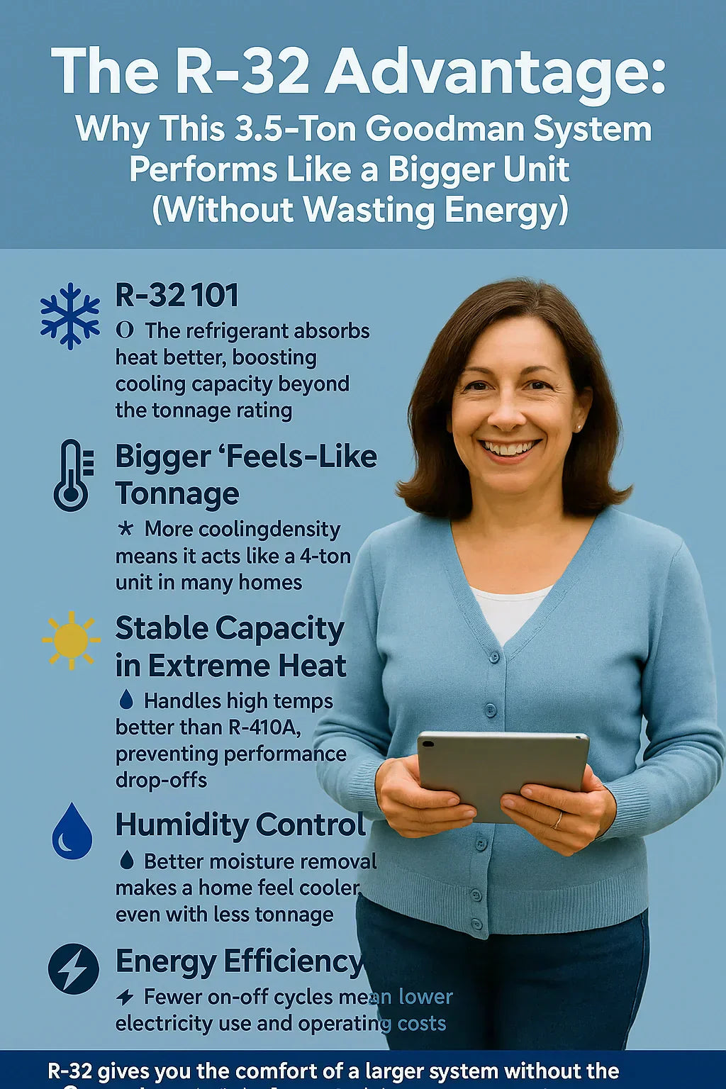 The R-32 Advantage: Why This 3.5-Ton Goodman System Performs Like a Bigger Unit (Without Wasting Energy)