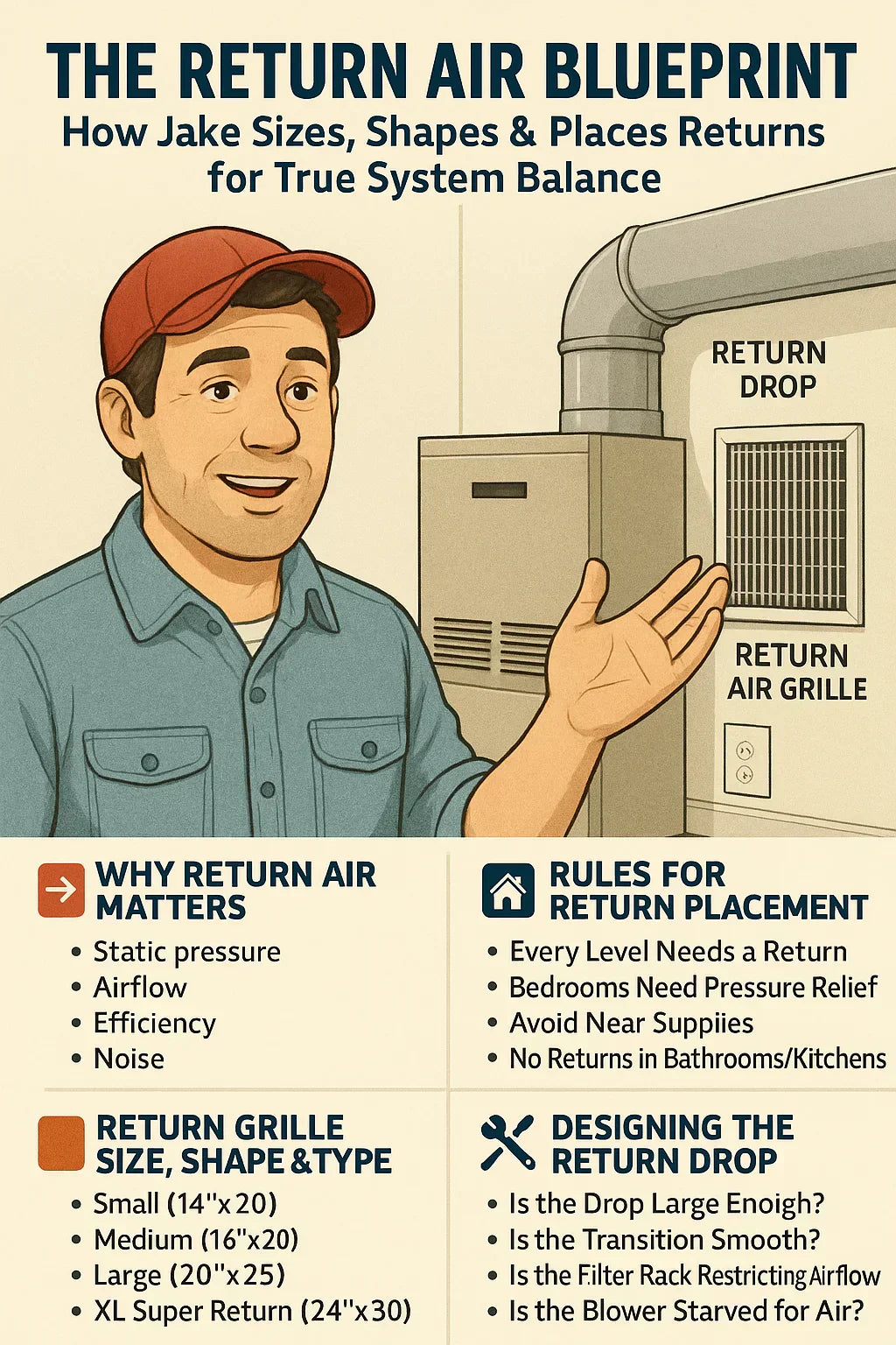 The Return Air Blueprint How Jake Sizes, Shapes & Places Returns for True System Balance