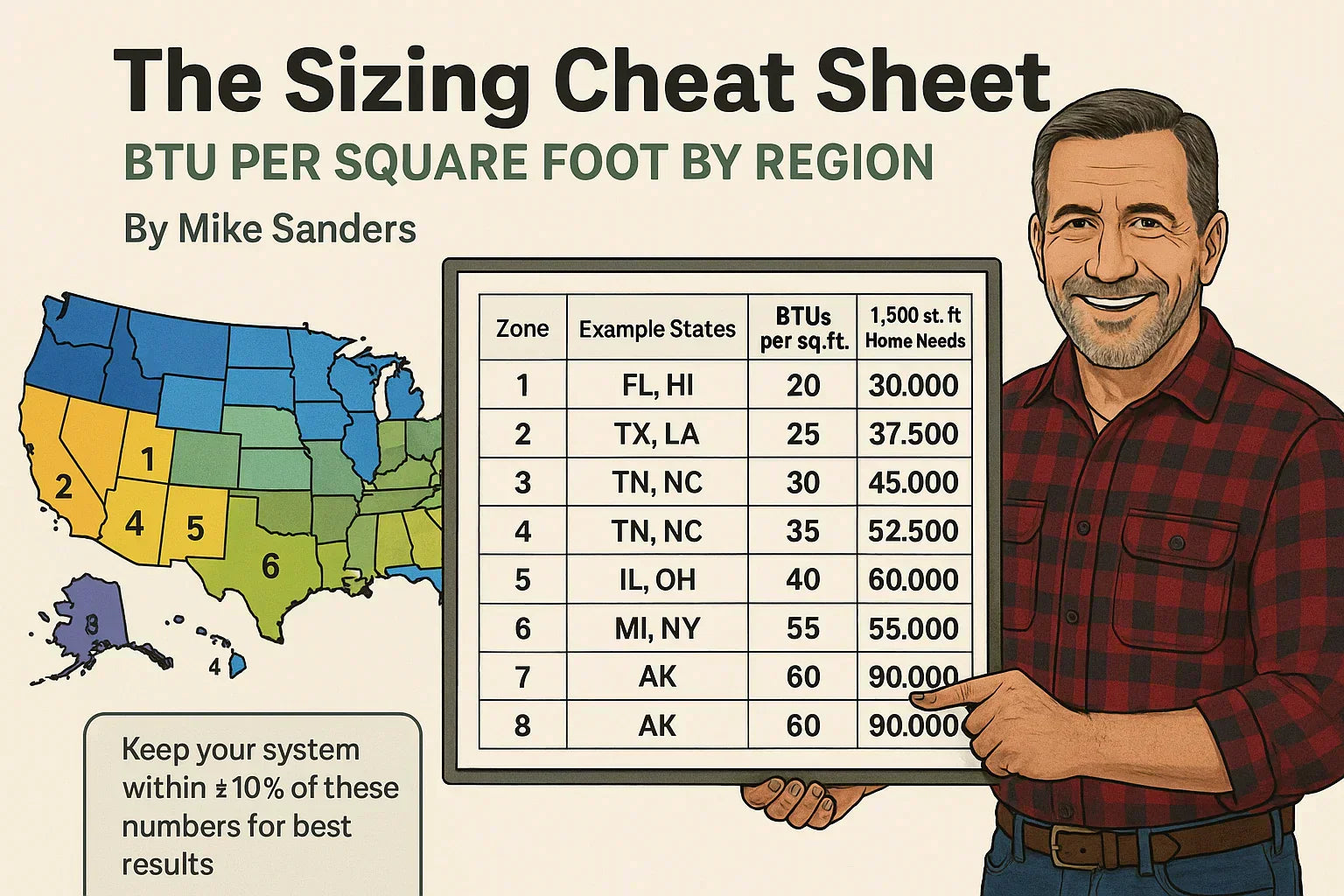 The Region-specific BTU Per Square Foot Sizing Cheat Sheet