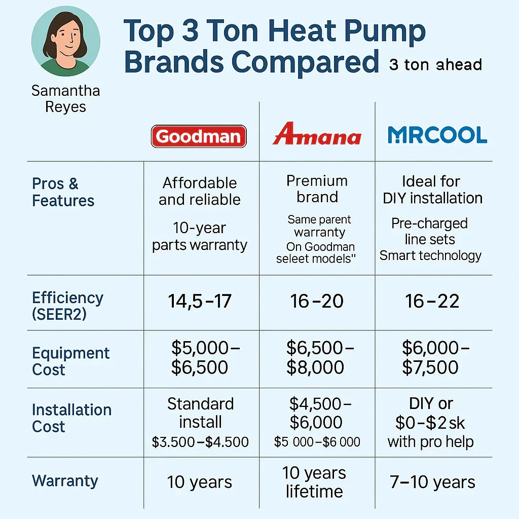 Top 3 Ton Heat Pump Brands Compared Goodman vs. Amana vs. MRCOOL