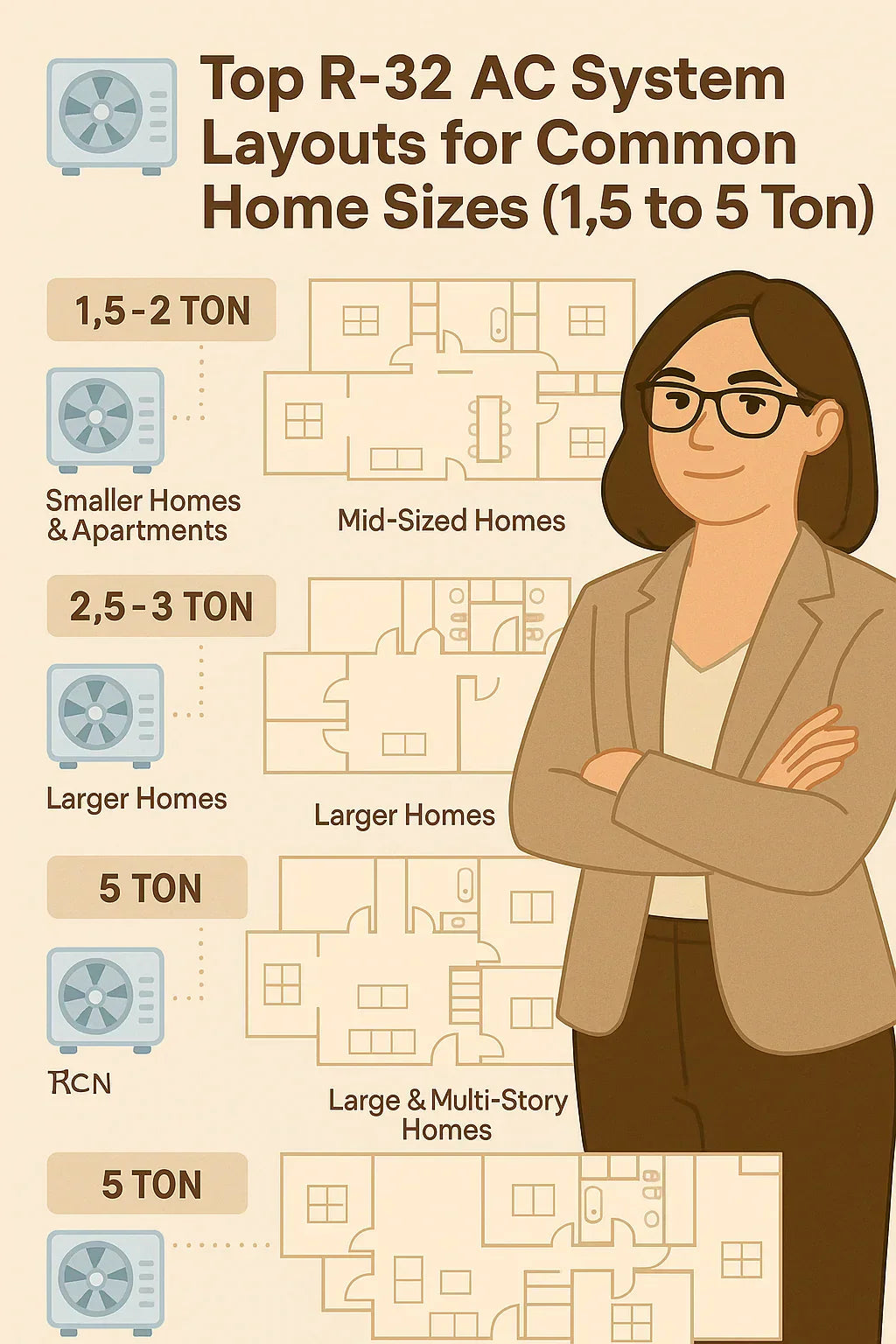 Top R-32 AC System Layouts for Common Home Sizes (1.5 to 5 Ton)