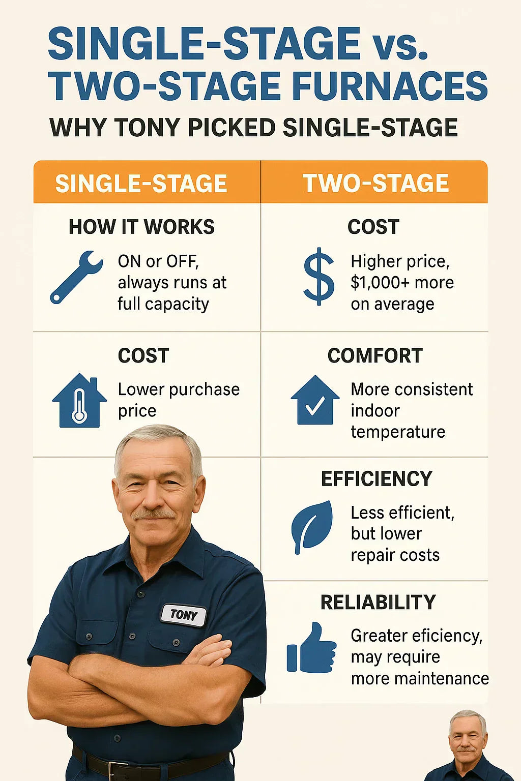 Topic: Single-Stage vs. Two-Stage Furnaces: Why Tony Picked Single-Stage