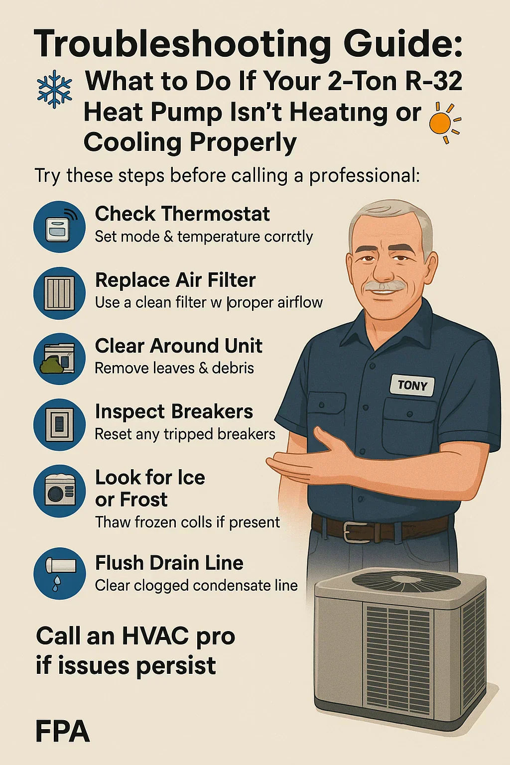 Troubleshooting Guide: What to Do If Your 2-Ton R-32 Heat Pump Isn’t Heating or Cooling Properly