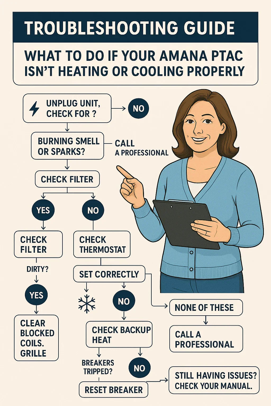 Troubleshooting Guide: What to Do If Your Amana PTAC Isn’t Heating or Cooling Properly
