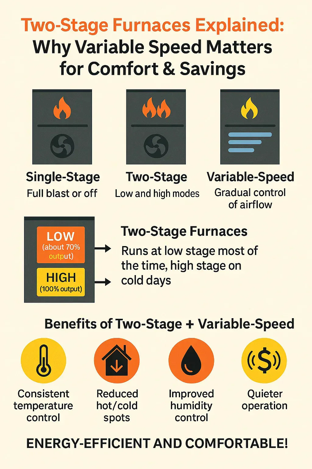 Two-Stage Furnaces Explained: Why Variable Speed Matters for Comfort & Savings