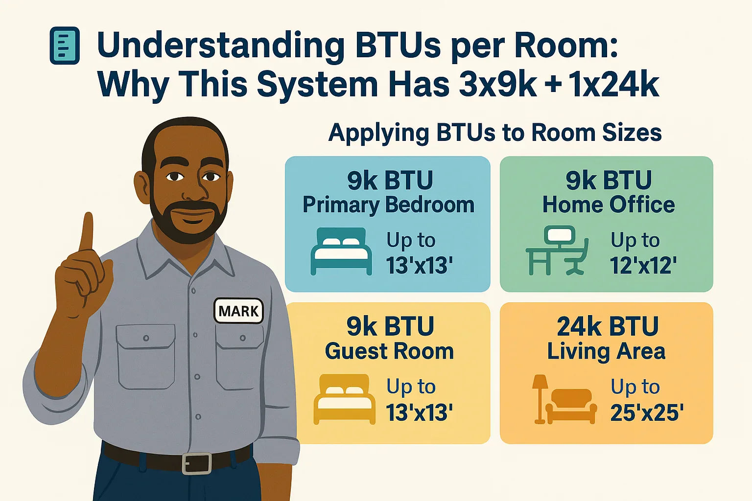 Understanding BTUs per Room Why This System Has 3x9k + 1x24k