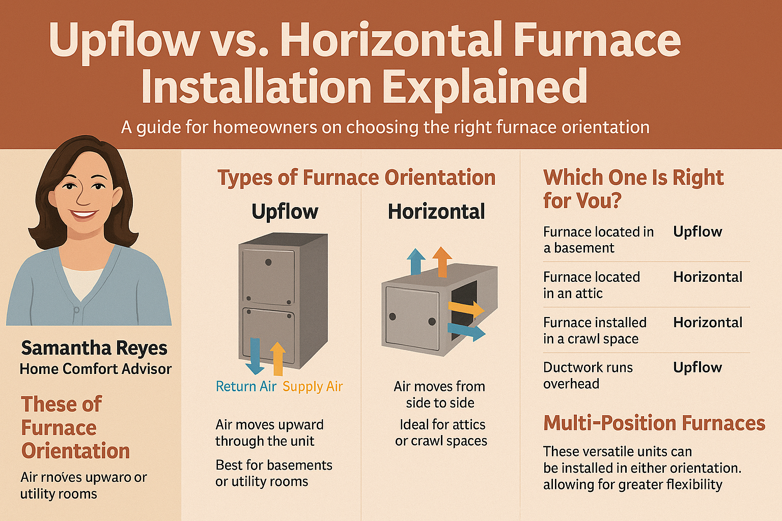 Upflow vs. Horizontal Furnace Installation: What Every Homeowner Should Know - By Samantha Reyes, Home Comfort Advisor