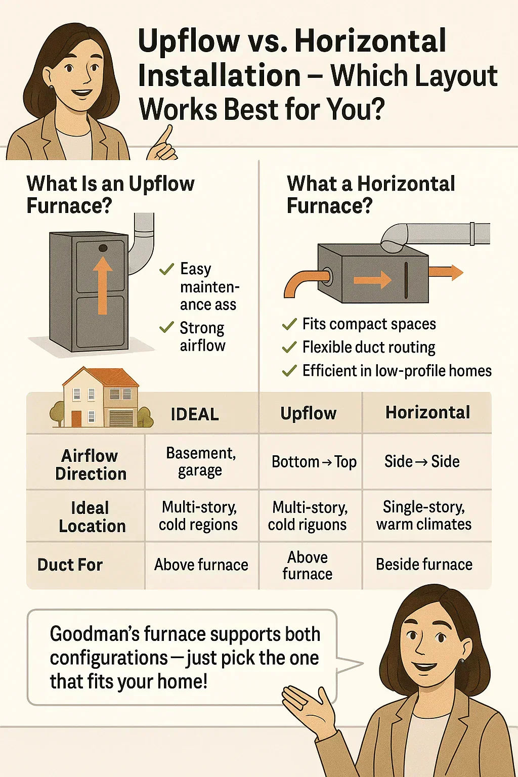 Which Layout Is Better for You: Upflow or Horizontal Installation?