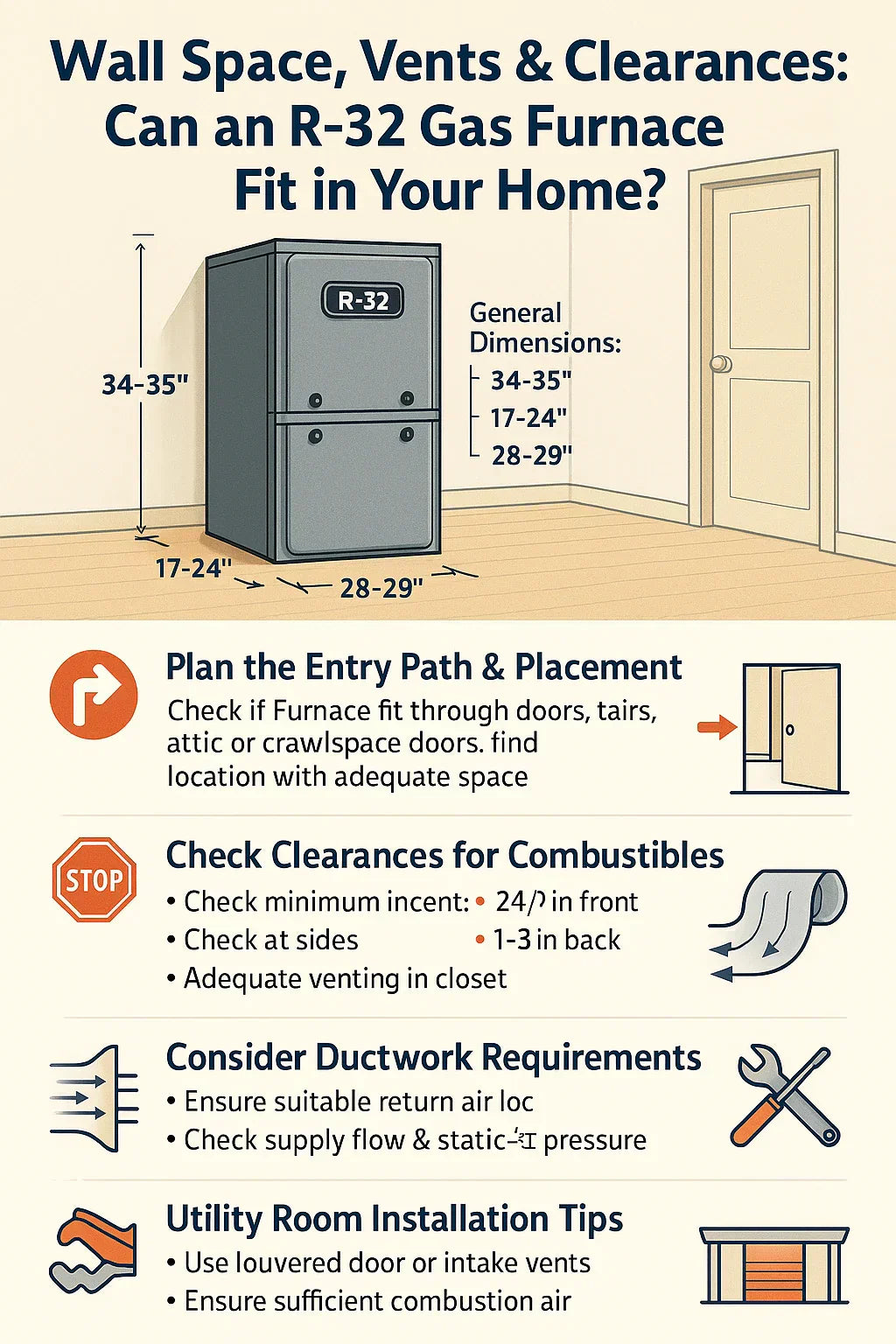 Wall Space, Vents & Clearances: Can an R-32 Gas Furnace Fit in Your Home?