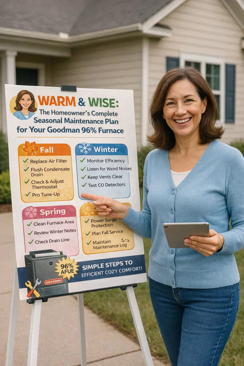 Warm & Wise: The Homeowner’s Complete Seasonal Maintenance Plan for Your Goodman 96% Furnace