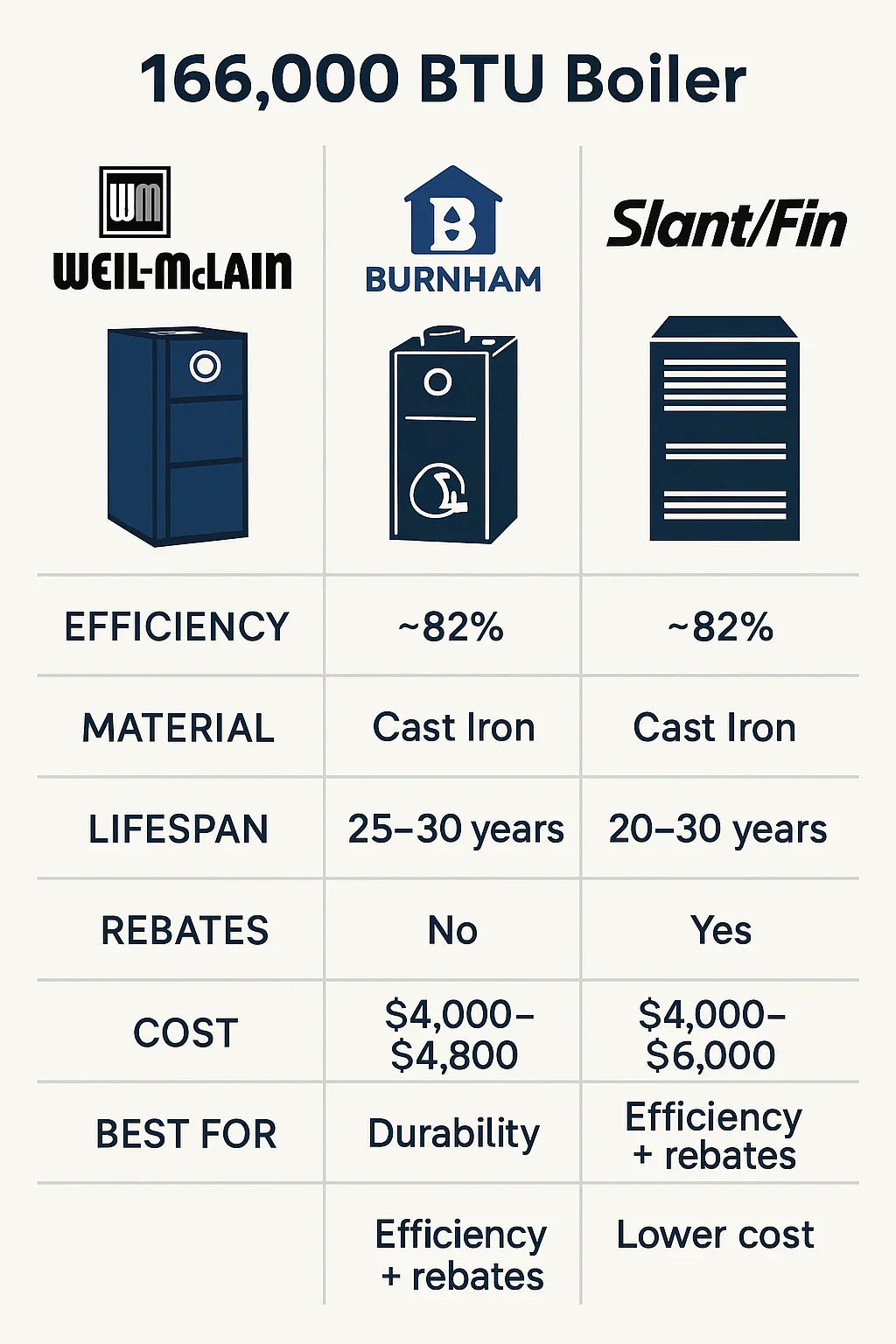 Weil-McLain vs. Burnham vs. Slant/Fin: Which 166,000 BTU Gas Boiler Should You Choose?