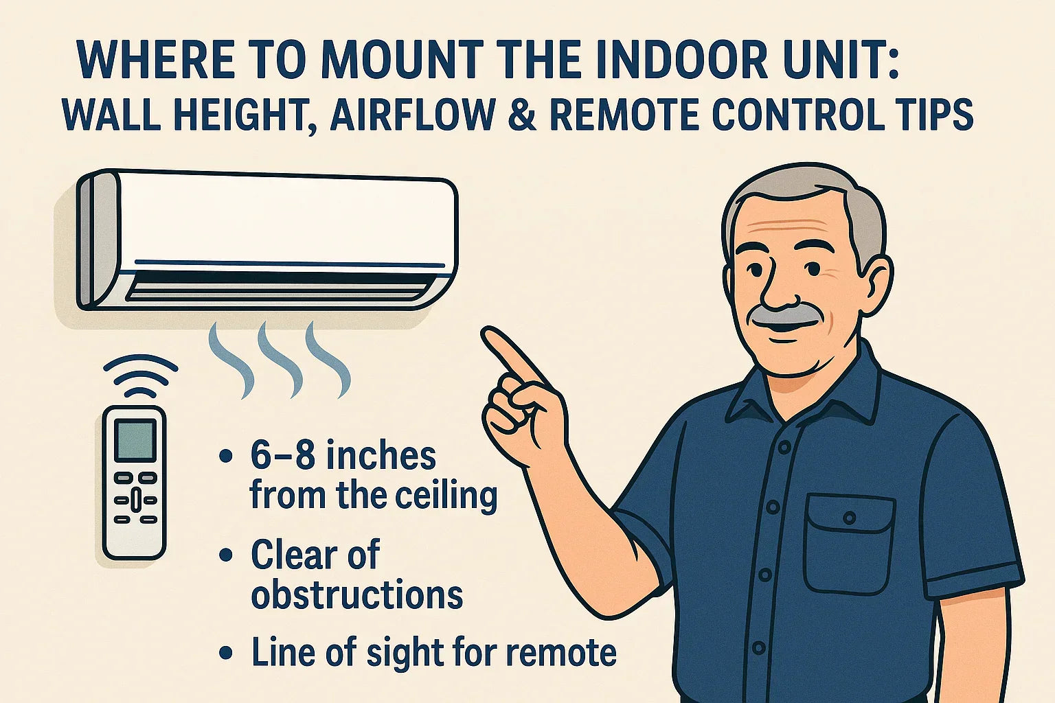 Where to Mount the Indoor Unit: Wall Height, Airflow & Remote Control Tips