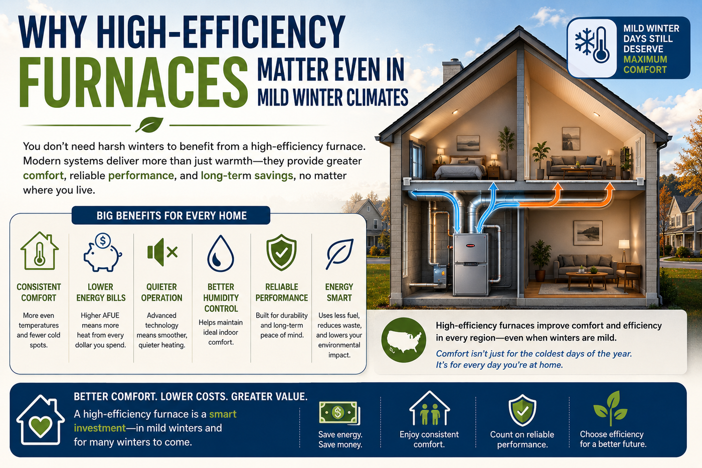 Why High-Efficiency Furnaces Matter Even in Mild Winter Climates
