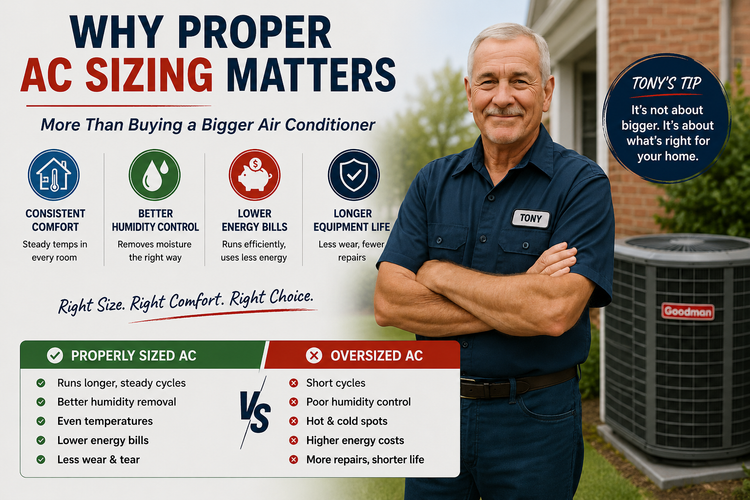Why Proper AC Sizing Matters More Than Buying a Bigger Air Conditioner