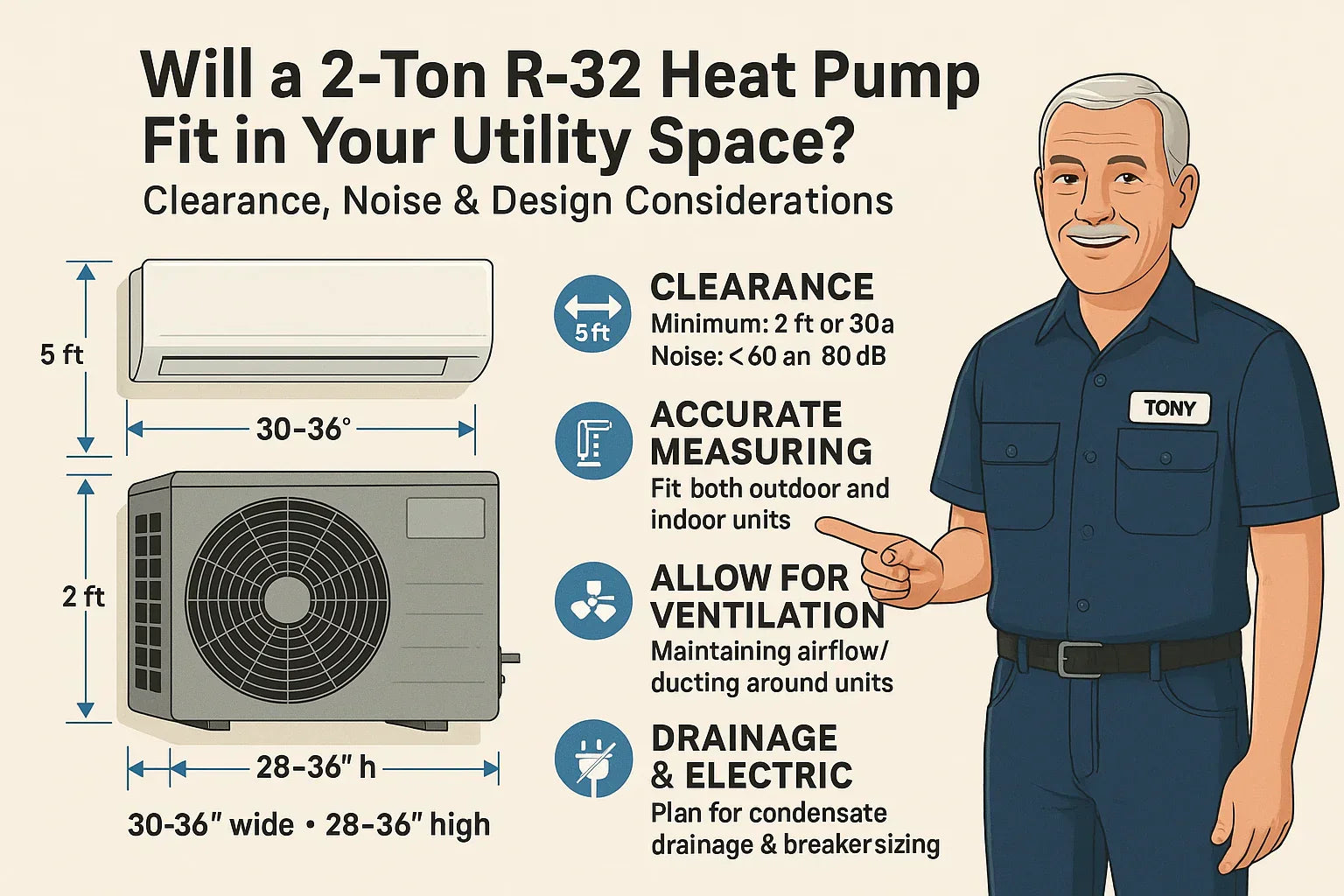 Will a 2-Ton R-32 Heat Pump Fit in Your Utility Space Clearance, Noise & Design Considerations