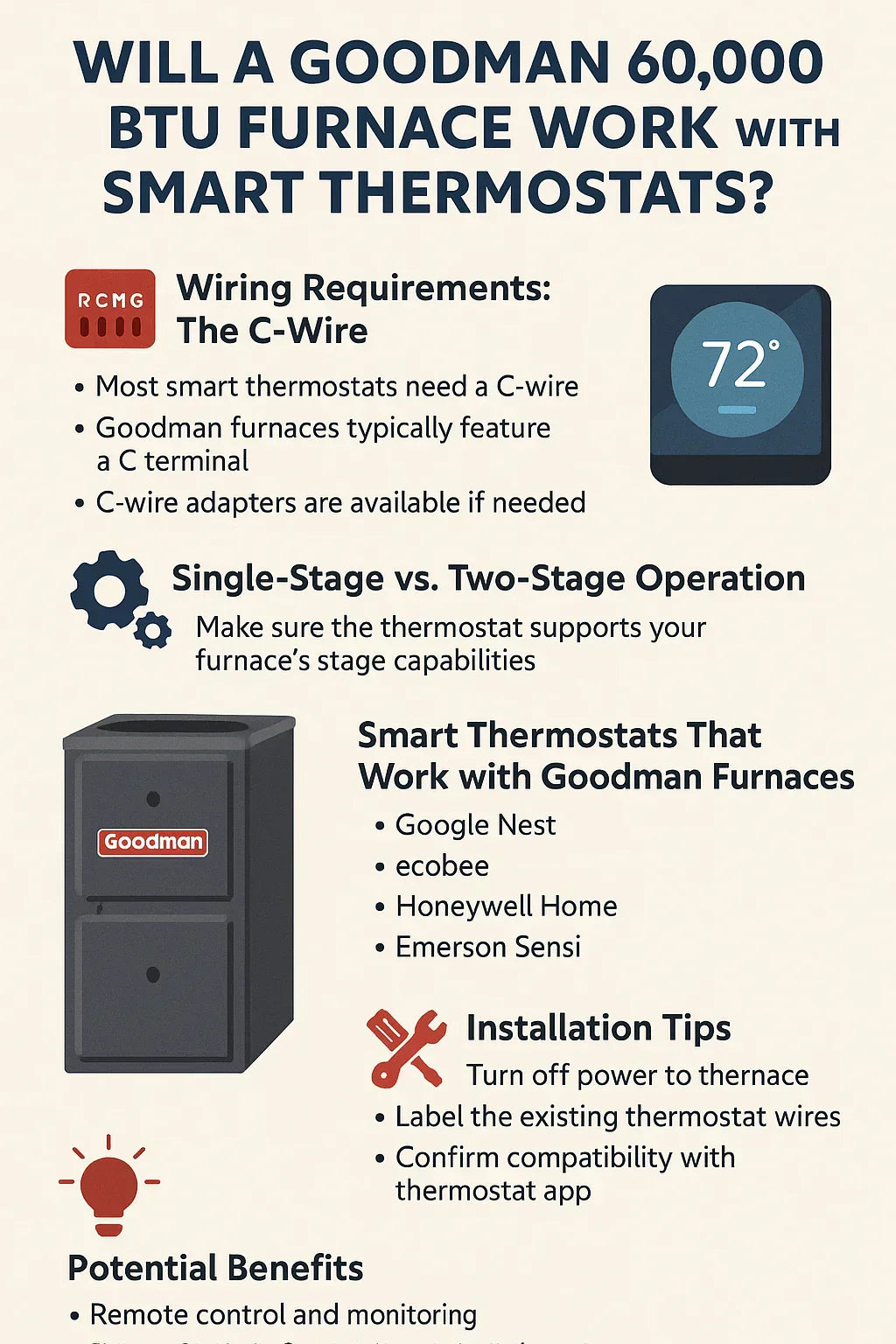 Will a Goodman 60,000 BTU Furnace Work with Smart Thermostats?