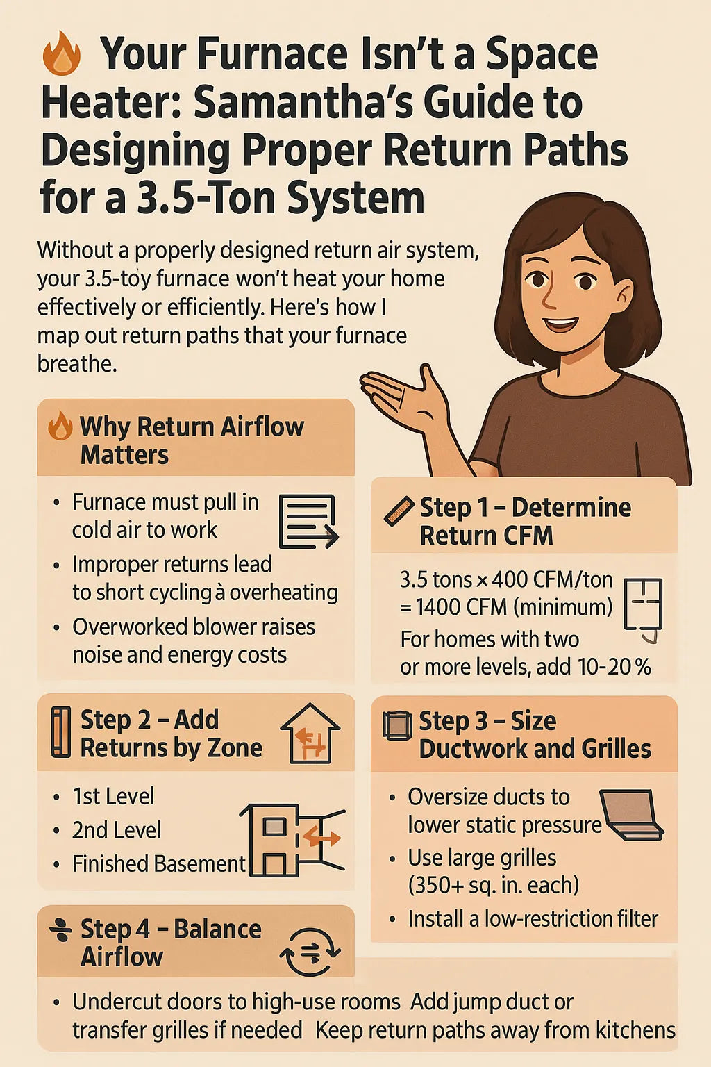 Your Furnace Isn’t a Space Heater: Samantha’s Guide to Designing Proper Return Paths for a 3.5-Ton System