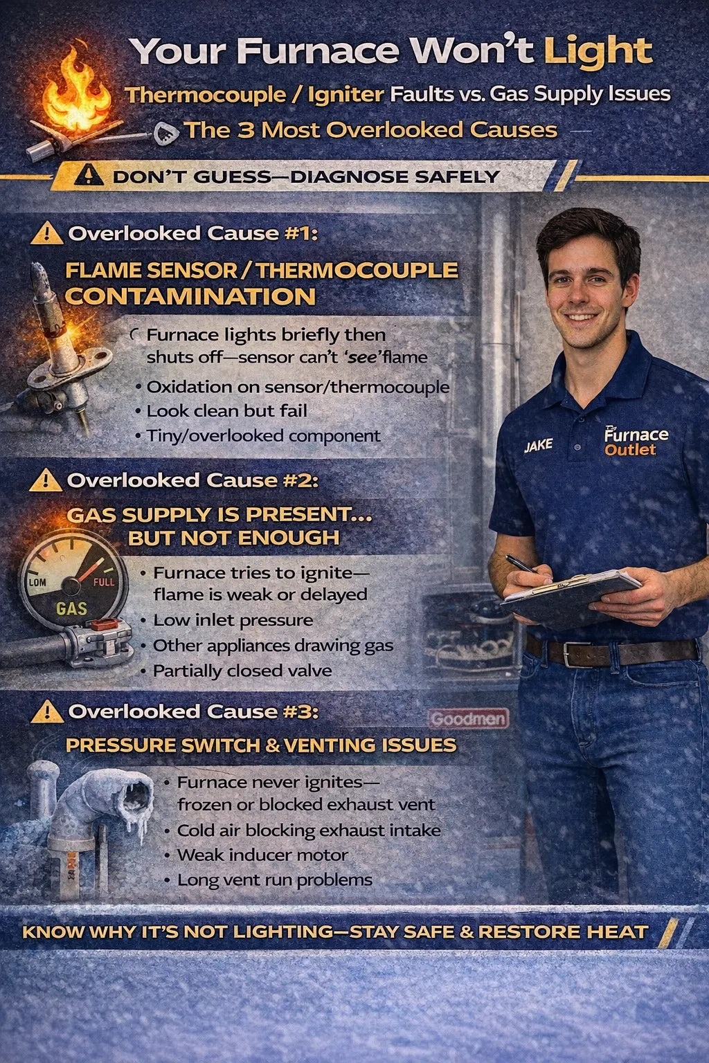 Your Furnace Won’t Light — Thermocouple/igniter faults vs. gas supply issues, the 3 Most Overlooked Causes