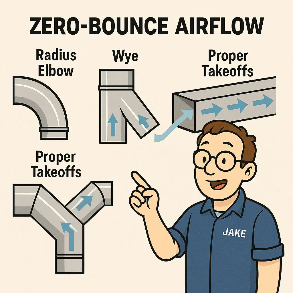 Zero-Bounce Airflow: How Jake Eliminates Turbulence with Radius Elbows, Wyes & Proper Takeoffs