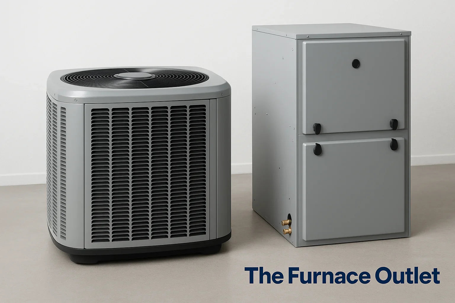     Share central air conditioning system with outdoor condenser and indoor furnace units
