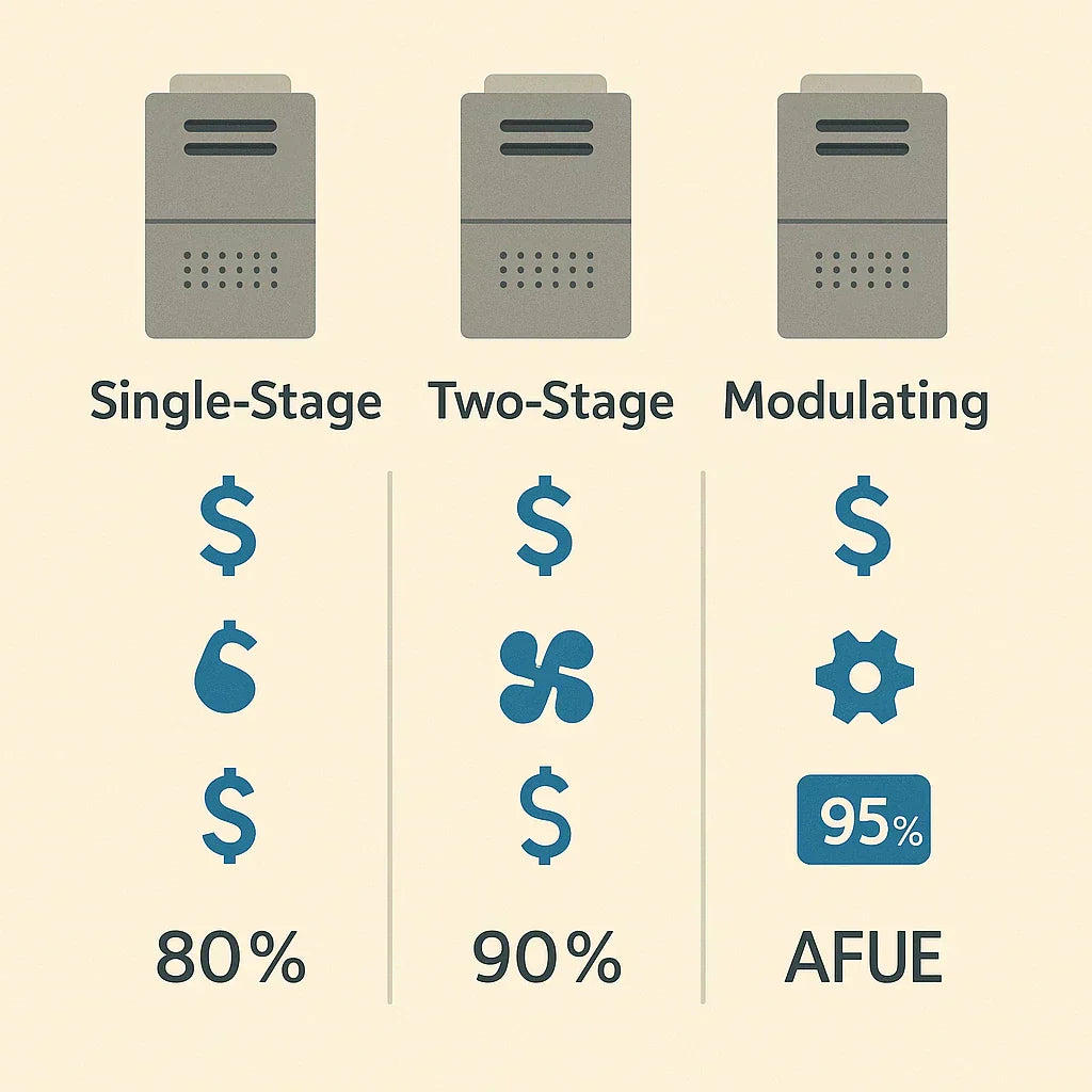 Comparing 1-Stage, 2-Stage, and Modulating High-Efficiency Furnaces