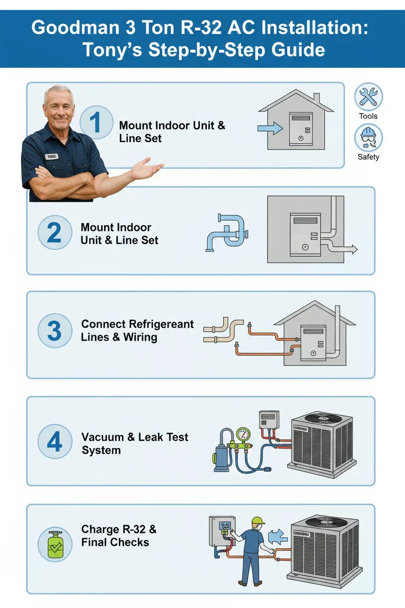 Goodman 3 Ton R-32 AC Installation: Tony’s Step-by-Step Guide