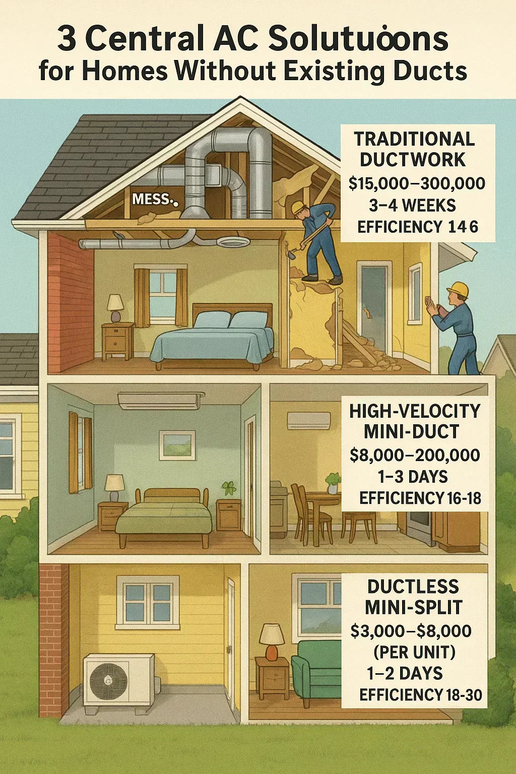 Best Central AC Units for Older Homes with No Ductwork