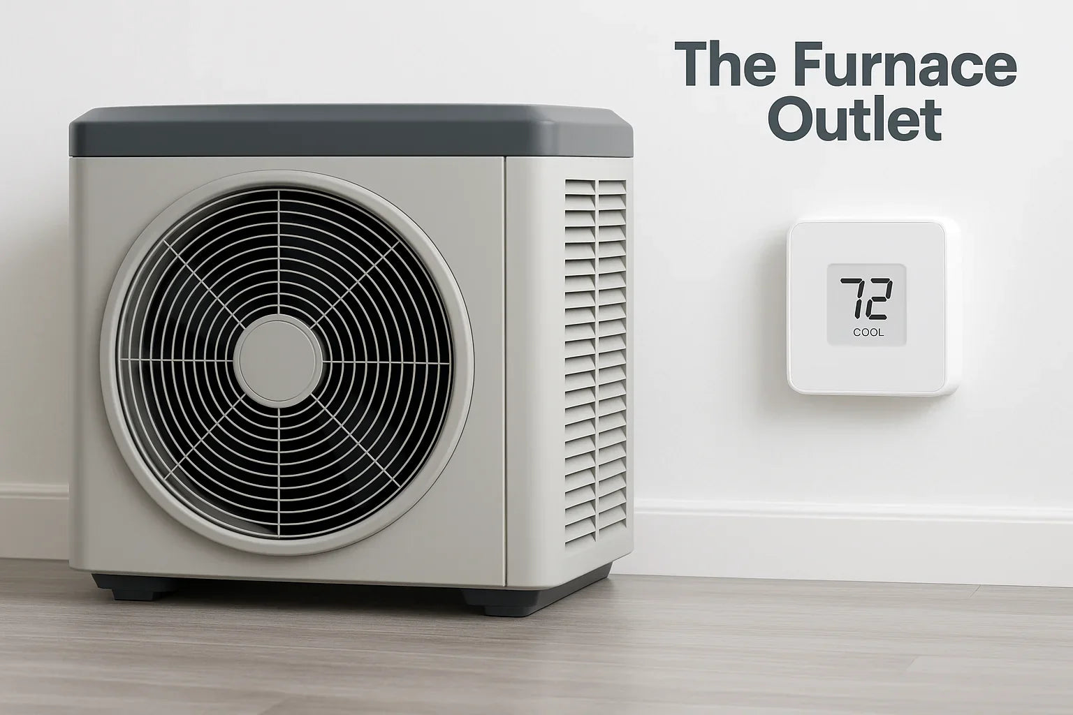 sleek central air conditioner and wall thermostat in modern home interior 