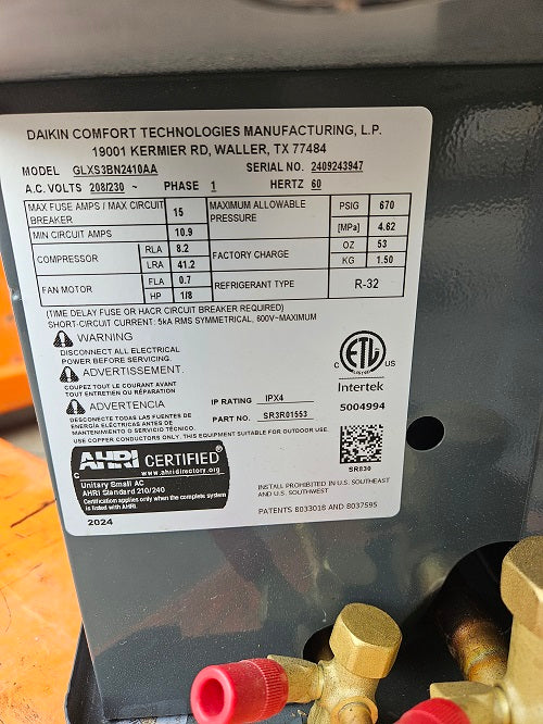 Scratch and Dent 2 Ton Up To 15 SEER2 Goodman Air Conditioner- Model GLXS3BN2410-2409243947