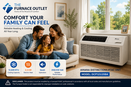 Amana Distinctions DCP123J25BA 12,000 BTU 208/230 Volt PTAC Unit with 2.5 kW Electric Heat for Efficient Room Heating & Cooling