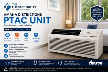 Amana Distinctions DCP153J35BA 14,700 BTU 208/230 Volt PTAC Unit with 3.5 kW Electric Heat for Powerful Room Heating & Cooling