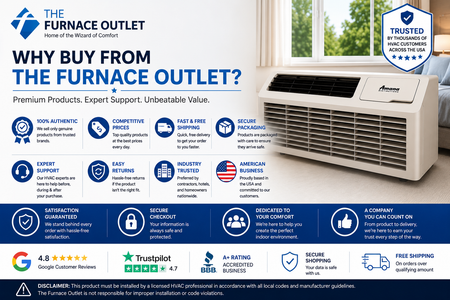 Amana Distinctions DHP093A25AA 9,000 BTU 208/230 Volt PTAC Unit with Heat Pump and 2.5 kW Electric Heat Backup for Year-Round Heating & Cooling