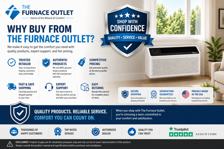 Amana PBH073J35AA 7400 BTU 208/230 Volt Through-the-Wall Heat Pump PTAC Air Conditioner with Remote Control for Heating & Cooling
