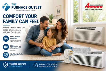 Amana PTH153J50AXXX 15000 BTU 208/230 Volt PTAC Unit with 5 kW Electric Heat Heat Pump Through-the-Wall Packaged Terminal Air Conditioner for Heating & Cooling