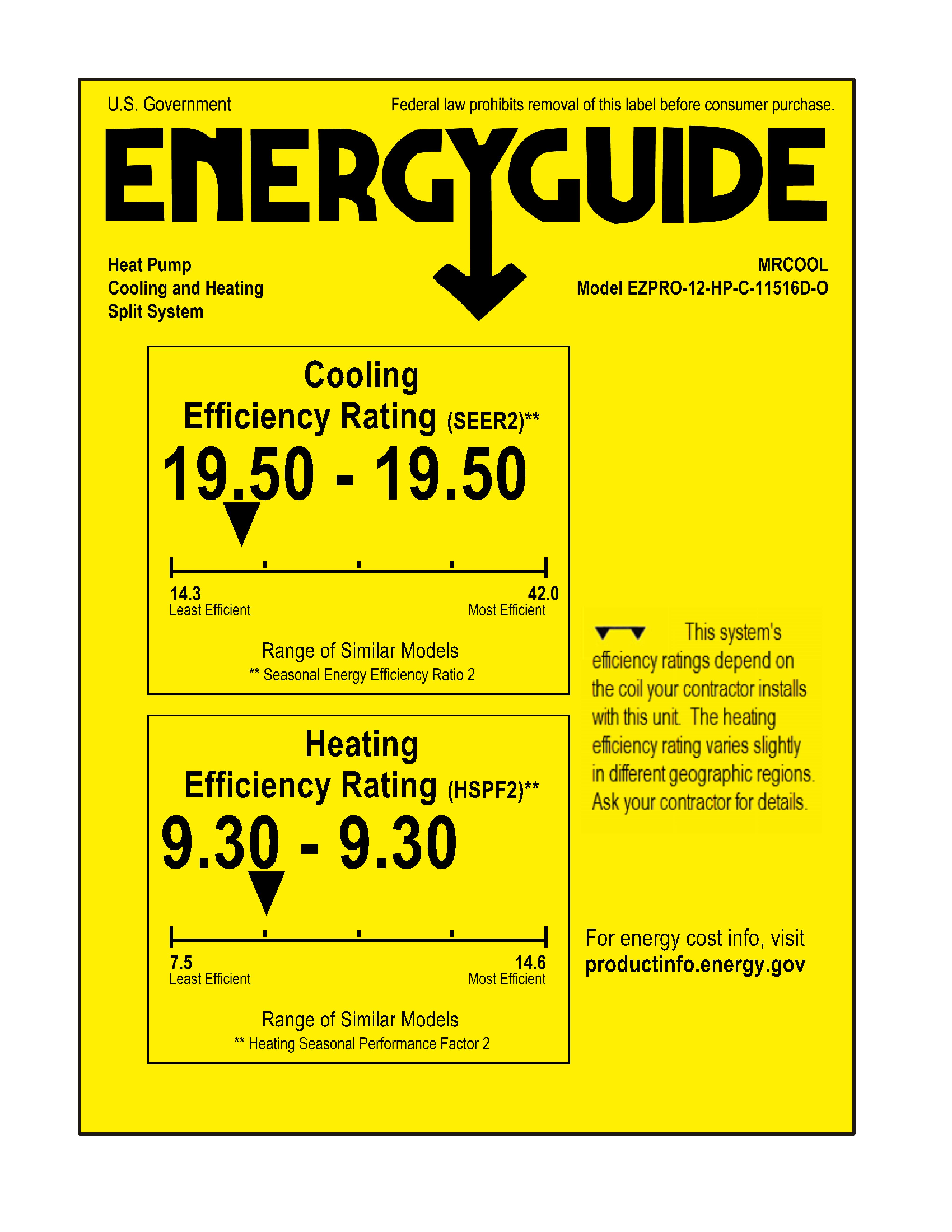 MRCOOL DIY Mini-Split Easy Pro Series 12,000 BTU Wall Mounted Ductless Heat Pump System Model - EZPRO-12-HP-11516D-O