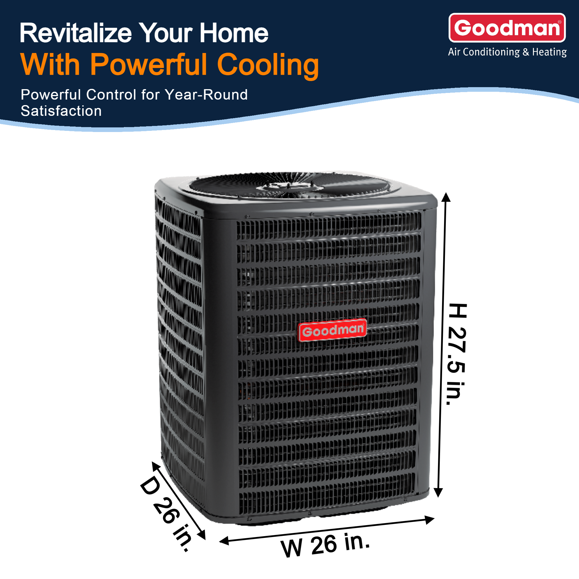 Goodman 2 Ton 14 SEER2 Northeast System: Condenser Model GLXS3BN2410, Horizontal Model: CHPTA3026B3 and 96% AFUE 60,000 BTU Gas Furnace Model: GR9T960603BN