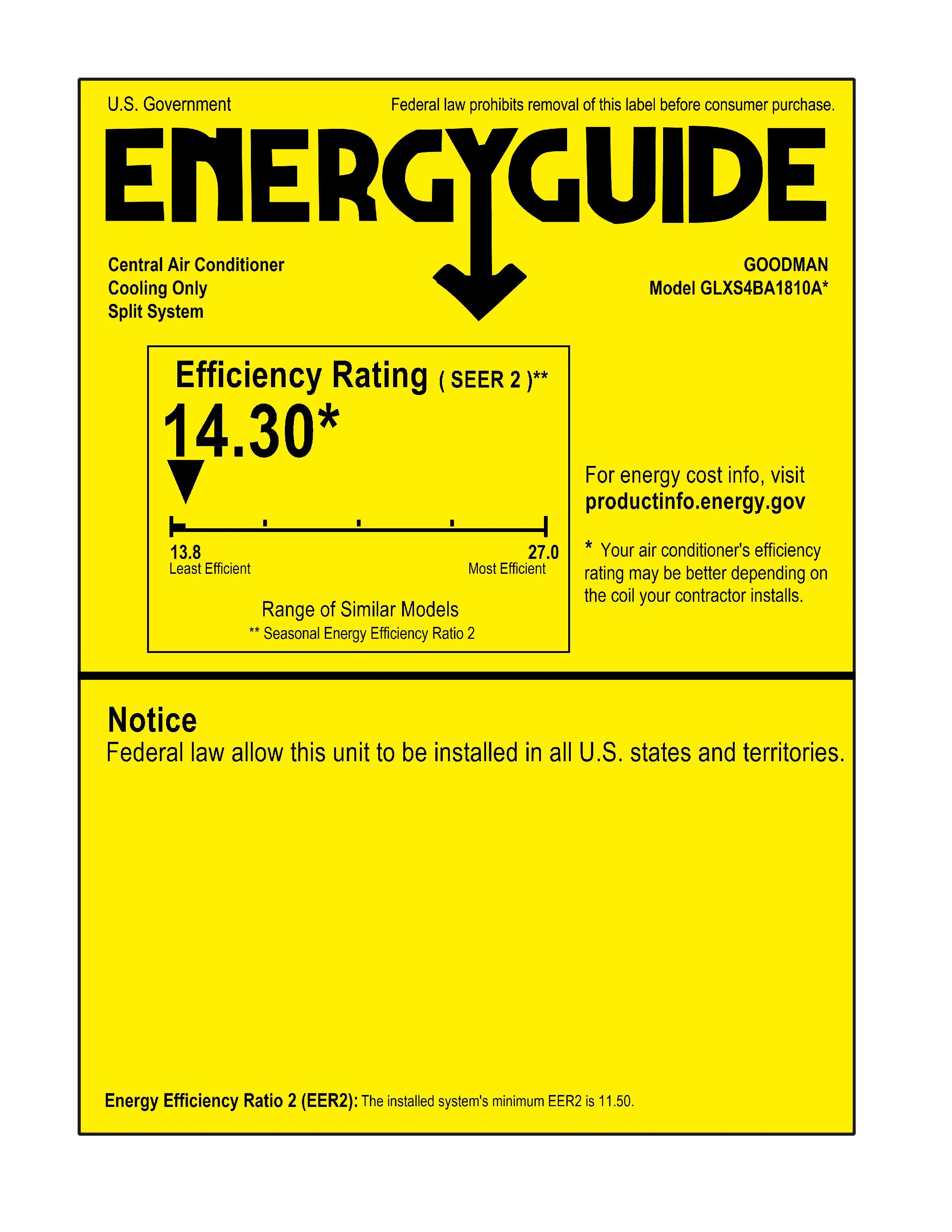 GLXS4BA1810,CHPTA1822B3,GR9S800603BN Energy Guide Label