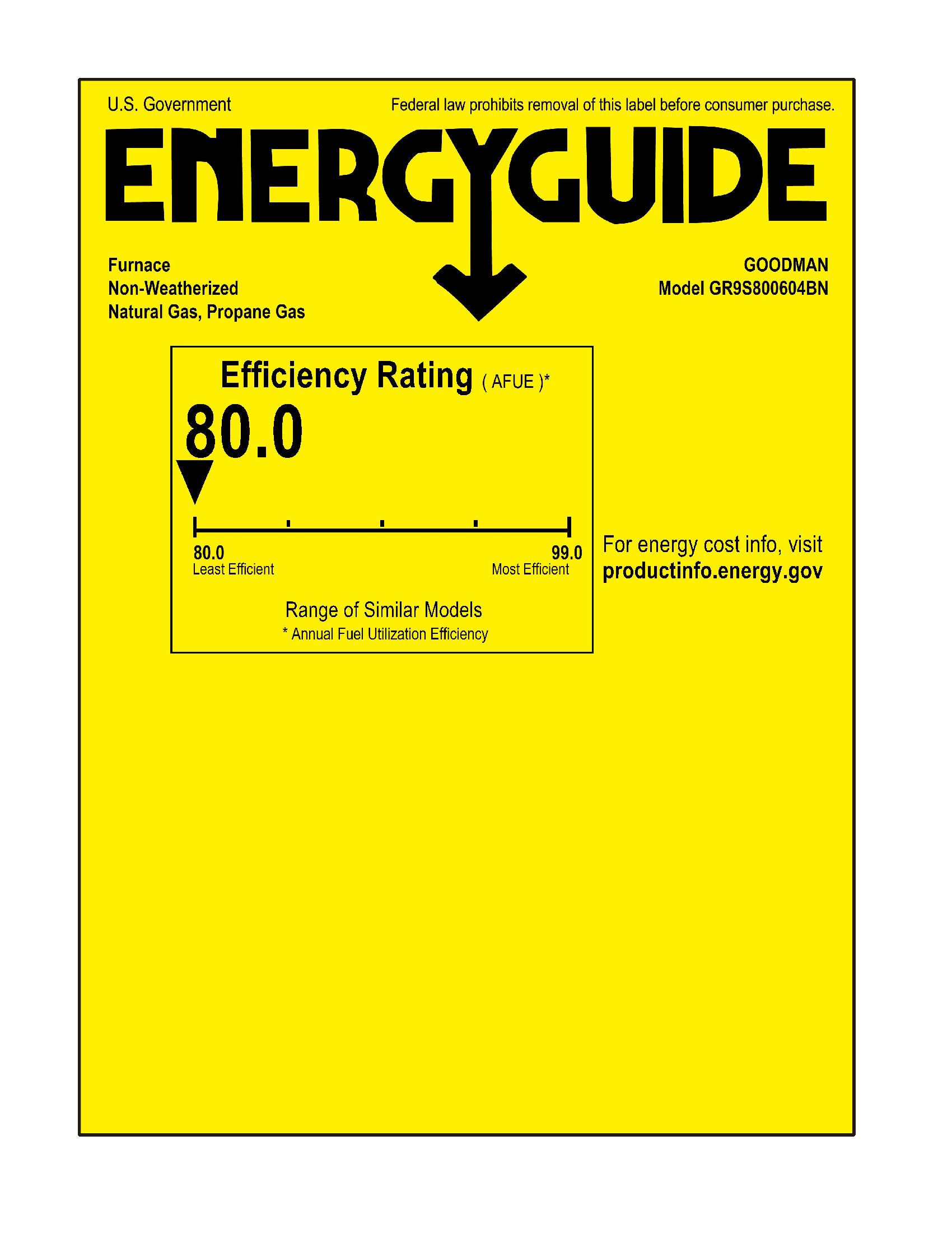 GR9S800604BN  Energy Guide Label