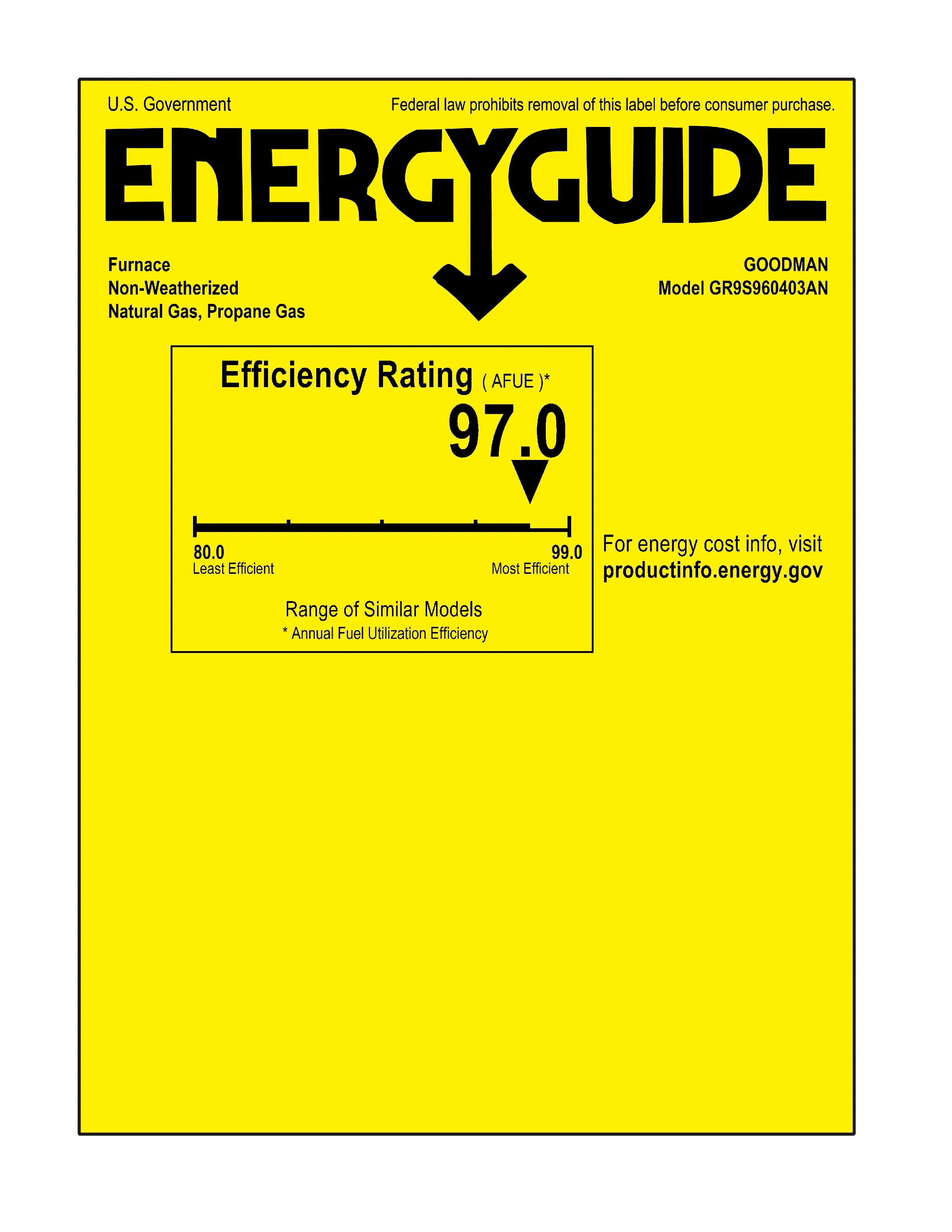 GR9S960403AN Energy Guide Label