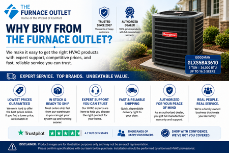 Goodman GLXS5BA3610 36000 BTU 208/230V 3 Ton Up To 16.5 SEER2 Air Conditioner Condenser with R-32 Refrigerant