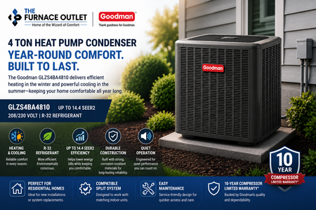 Goodman GLZS4BA4810 4 Ton Up to 14.4 SEER2 208/230 Volt Heat Pump Condenser for Energy-Efficient Residential Heating & Cooling