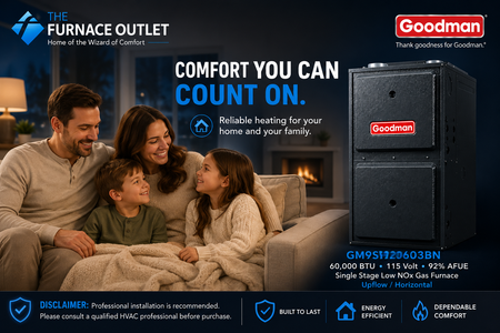 Goodman GM9S920603BN 60000 BTU 115 Volt 92% AFUE Single Stage Low NOx Upflow/Horizontal Gas Furnace for Energy-Efficient Residential Heating
