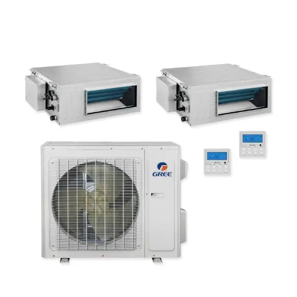 GREE Multi Gen2 Series 24,000 BTU 2-Zone Concealed Duct 12K+12K Ductless Mini-Split System - MULTI24HP230V1EO,2xDUCT12HP230V1BD