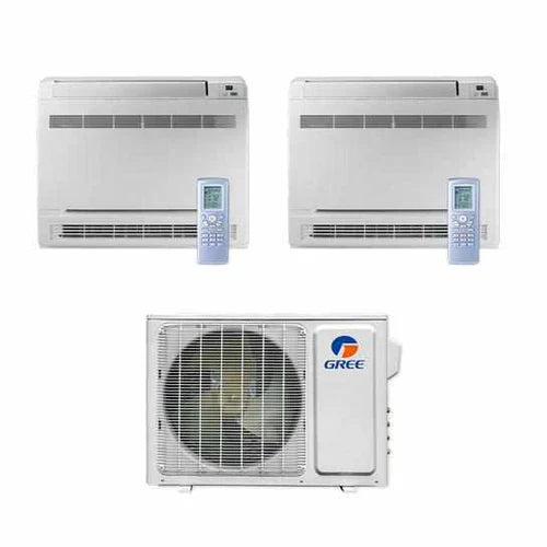 GREE Multi Gen2 Series 24,000 BTU 2-Zone Mini Floor Console 12K+12K Ductless Mini-Split System - MULTI24HP230V1EO,2xCONS12HP230V1AF
