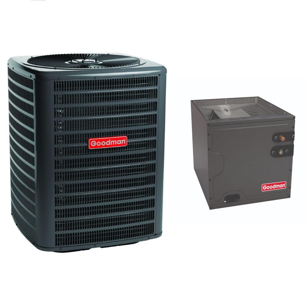 1.5 Ton 14.3 SEER2 Goodman Air Conditioner GSXH501810 and Vertical Coil CAPTA1818B4