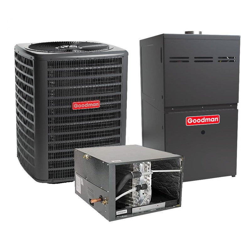 1.5 Ton 14.5 SEER2 Goodman Heat Pump GSZH501810 and 80% AFUE 40,000 BTU Gas Furnace GM9C800403AX Horizontal System with Coil CHPTA1822A4 - Bundle View