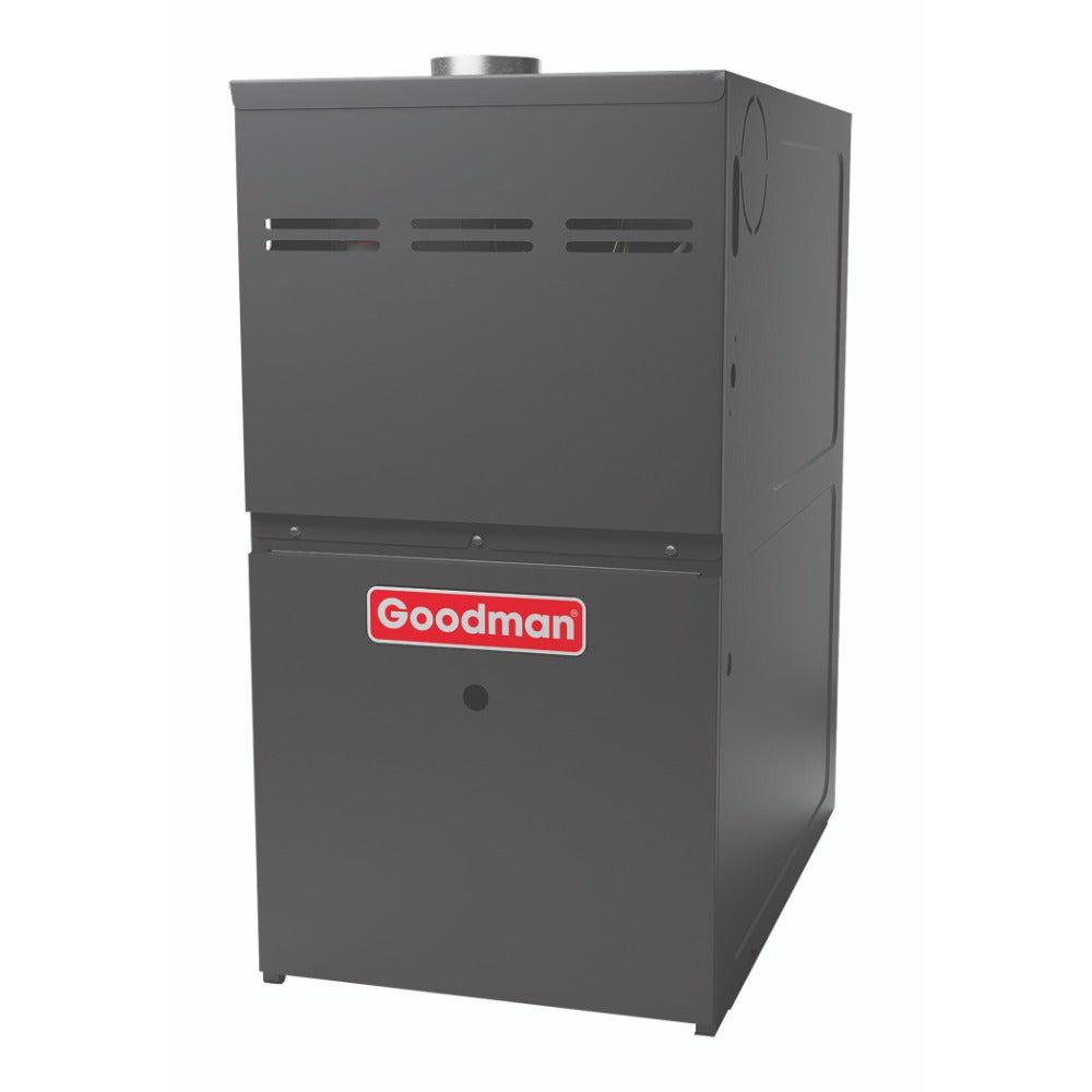 1.5 Ton 14.5 SEER2 Goodman Heat Pump GSZH501810 and 80% AFUE 80,000 BTU Gas Furnace GM9C800803BX Horizontal System with Coil CHPTA1822A4 - Furnace Front View