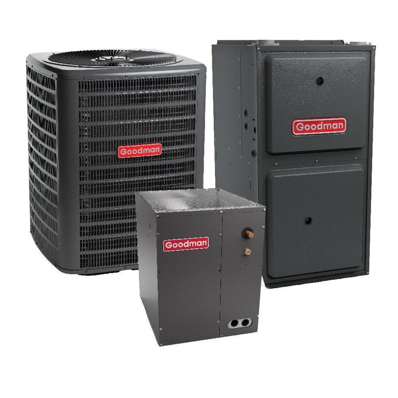 1.5 Ton 14.5 SEER2 Goodman Heat Pump GSZH501810 and 92% AFUE 60,000 BTU Gas Furnace GM9S920603BN Upflow System with Coil CAPTA2422B4 - Bundle View