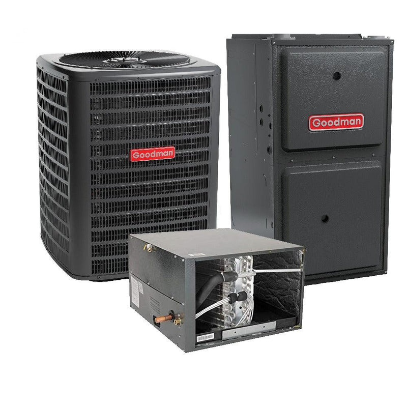 1.5 Ton 14.5 SEER2 Goodman Heat Pump GSZH501810 and 92% AFUE 80,000 BTU Gas Furnace GM9S920803BN Horizontal System with Coil CHPTA1822B4 - Bundle View