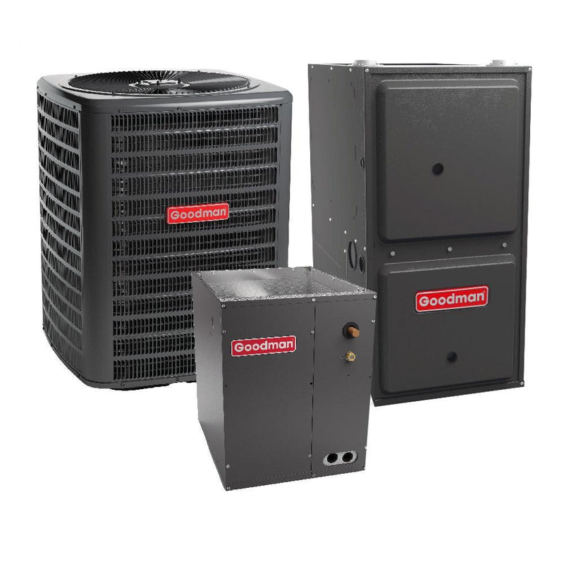 1.5 Ton 14.5 SEER2 Goodman Heat Pump GSZH501810 and 96% AFUE 40,000 BTU Gas Furnace GCVC960403BN Downflow System with Coil CAPTA2422B4 - Bundle View